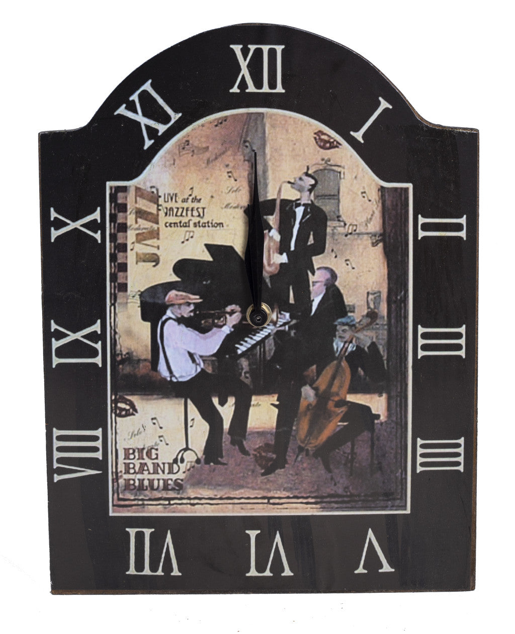 WOODEN CLOCK/MUSICIANS