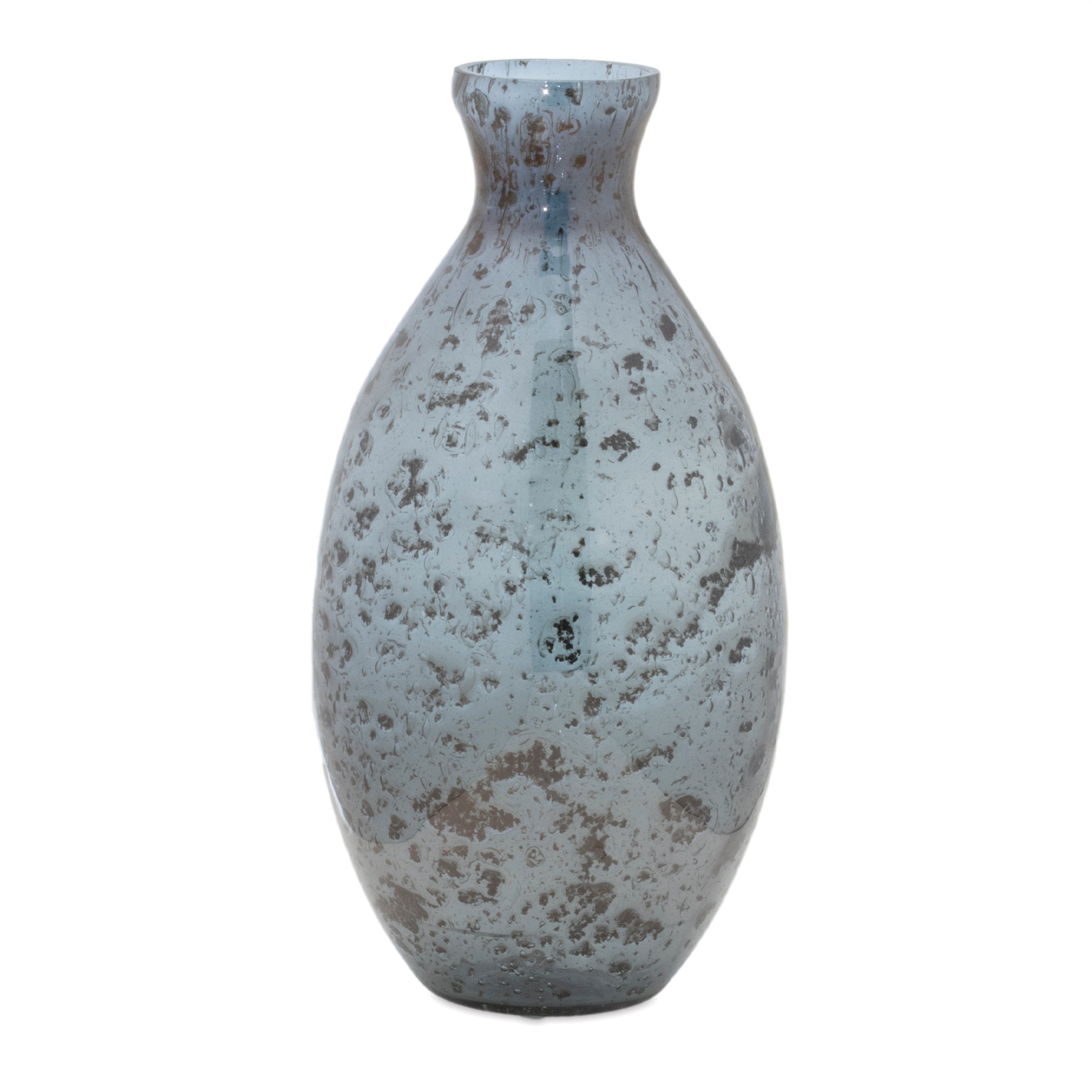 Set of Three Blue And Gray Seeded Glass Table Vases